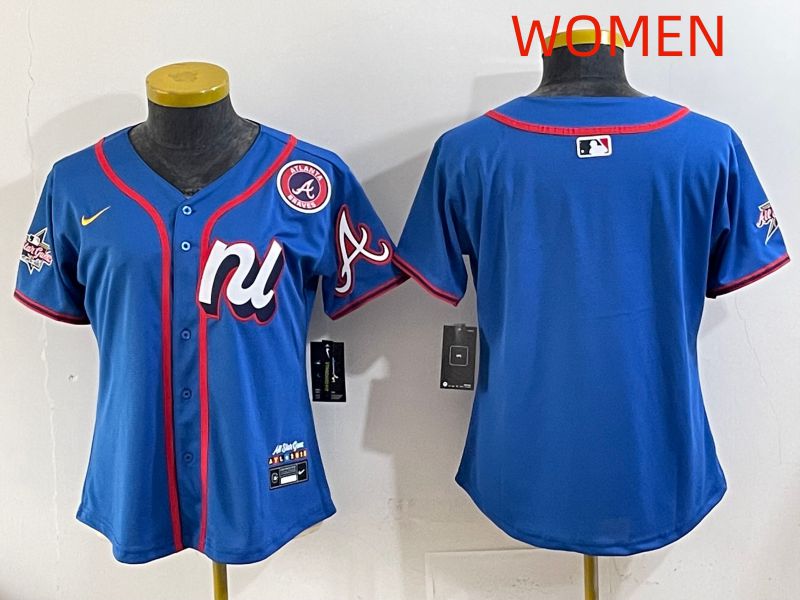 Women 2025 Atlanta Braves Blank Blue All star Nike MLB Jersey style 01->milwaukee brewers->MLB Jersey